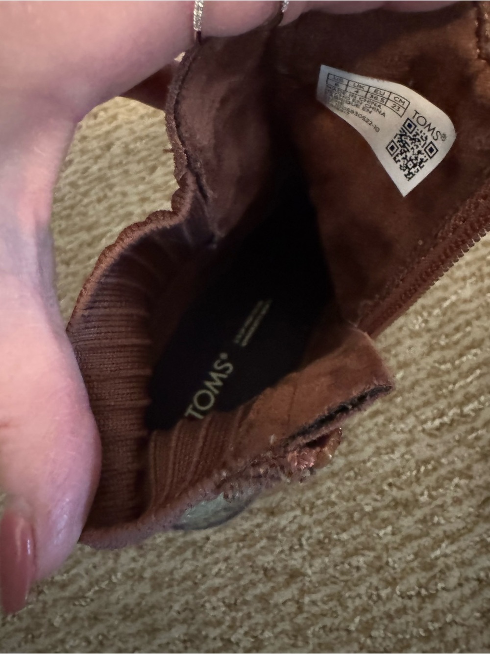 Toms Rust Suede Ankle Booties with Plaid Panel - Picture 4 of 7